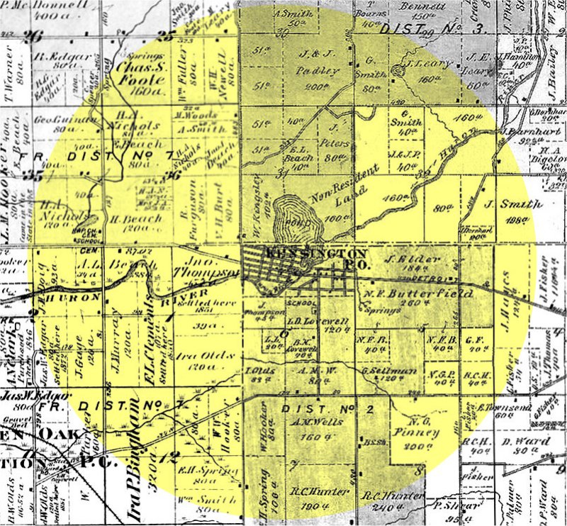 Kensington Michigan Plat Map 1870s Composite 2